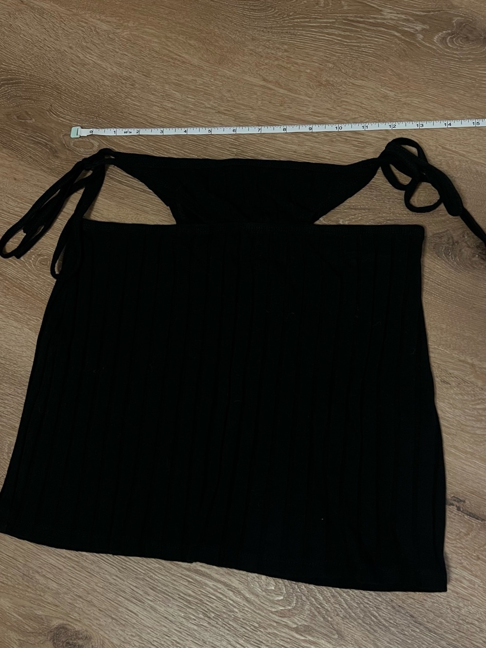 SHEIN Black Ribbed Tie-Strap Camisole